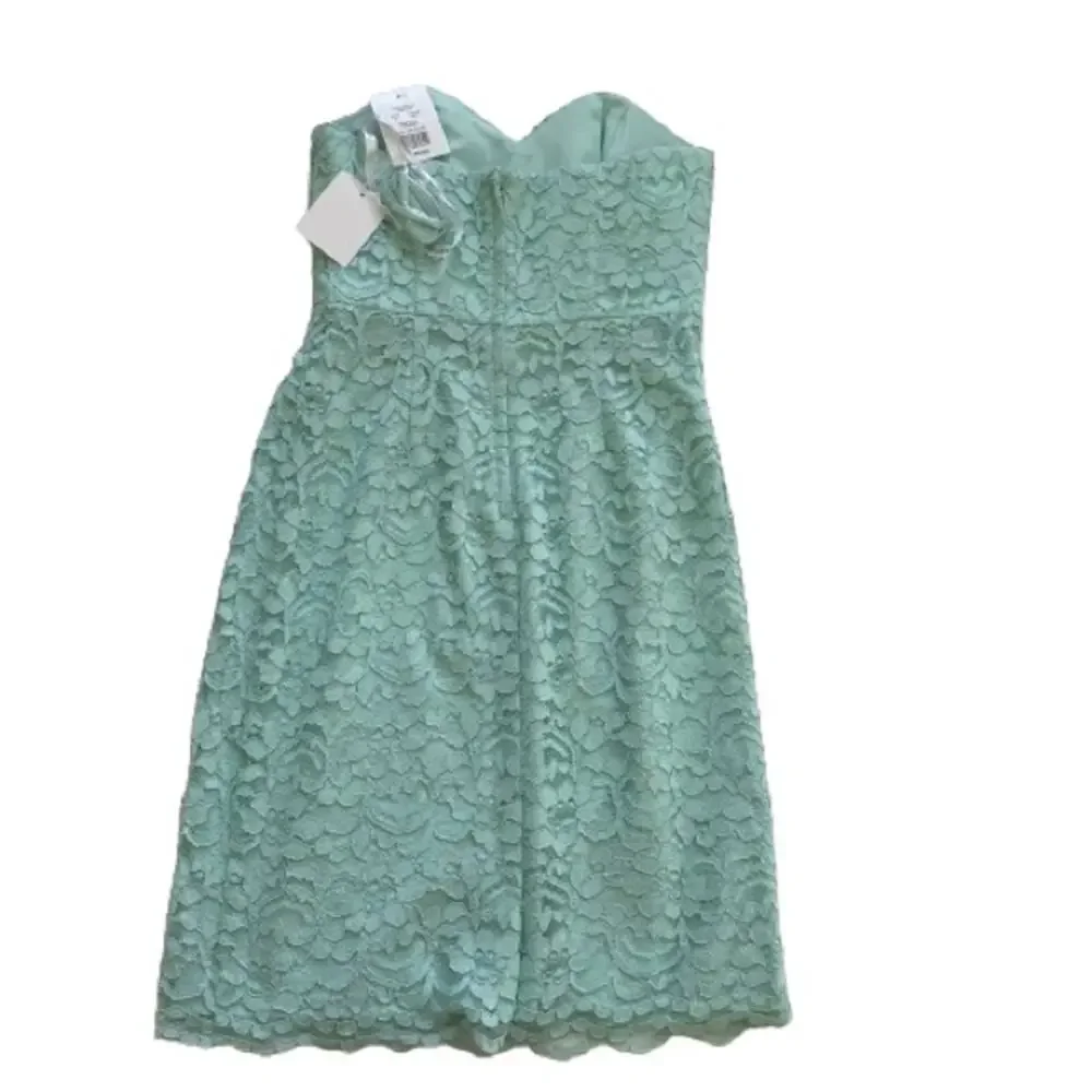 David’s Bridal Dress Mint Green Strapless Lace Gathered Cocktail Size 2 NEW - Picture 6 of 15